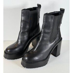 AQUA Rouge Platform Women's Pull On Leather Boots Black